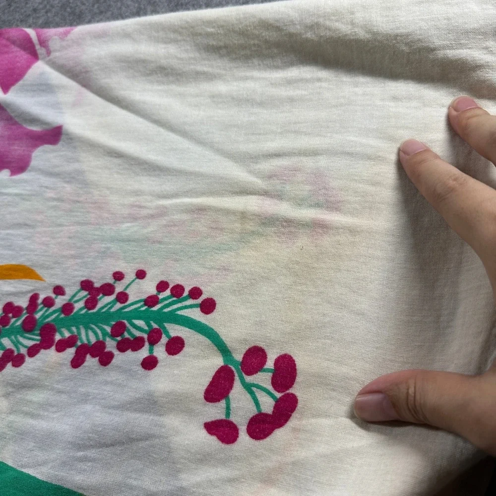 Vtg Jacques Rollet Scarf Womens OS Blue White Floral Hibiscus Tropical Sarong 56